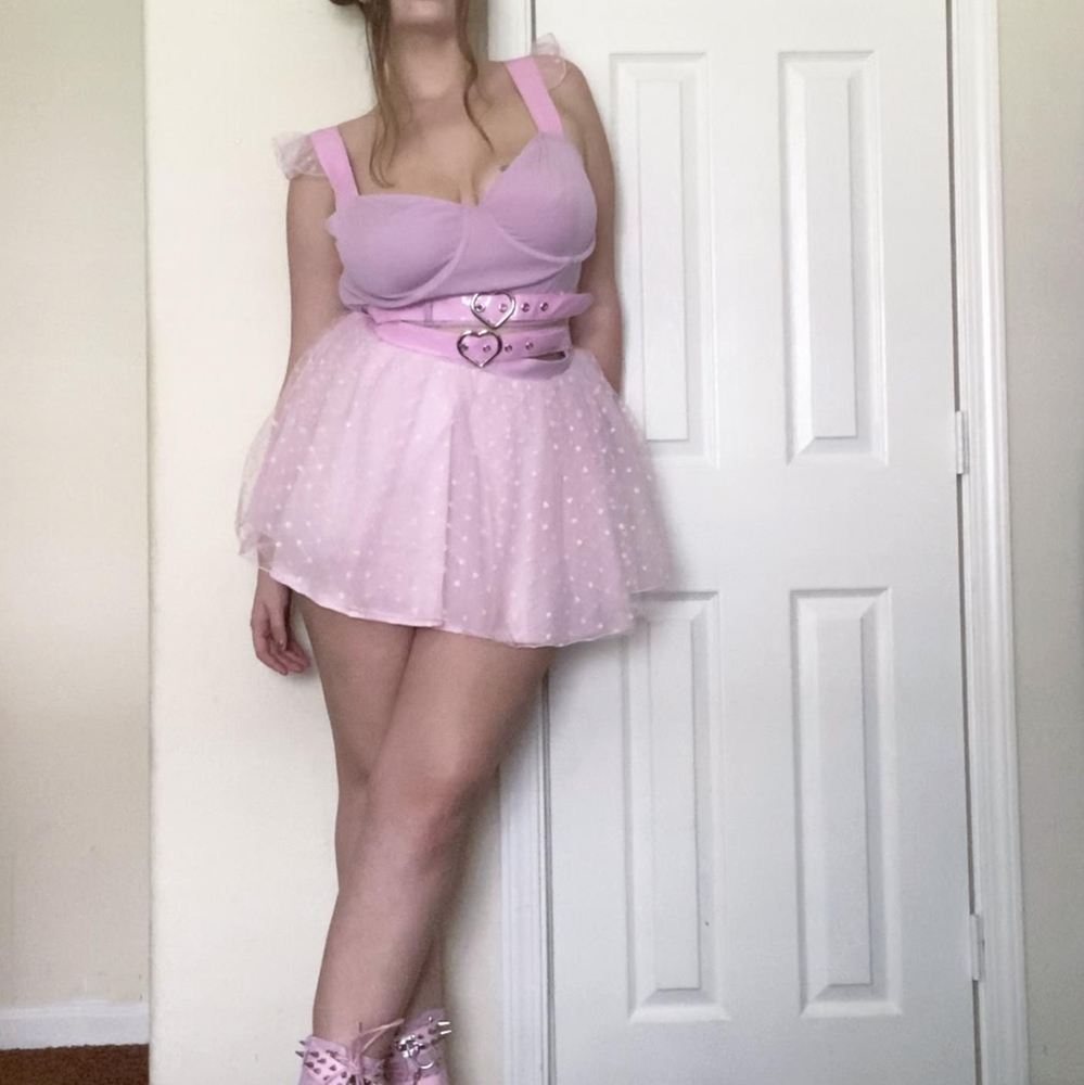 Sugar thrillz heart belt ruffle bustier and my kingdom of hearts mini skirt